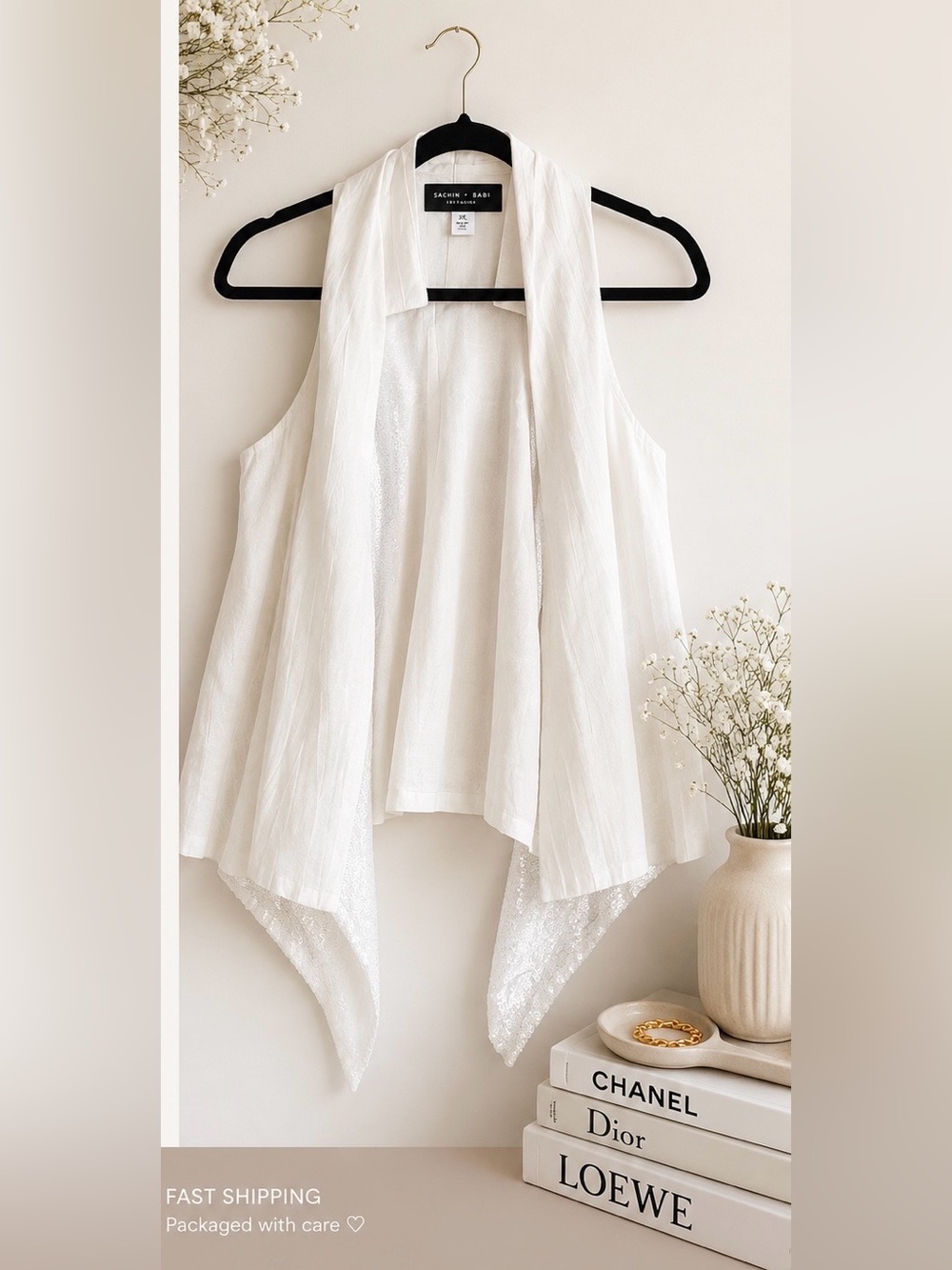 Sachin + Babi White Draped Sleeveless Vest